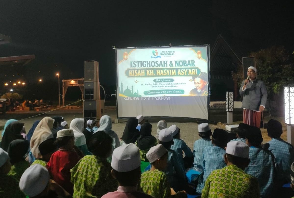 Kolaborasi Kemenag Kopas dan NU Ranting Bukir, Perkuat Akidah Ahlus Sunnah wal Jama’ah melalui Nobar Kisah KH. Hasyim Asy’ari
